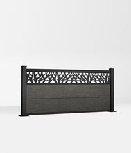 Load image into Gallery viewer, Henley Charcoal composite fence panel with decorative ornament - Low (set)
