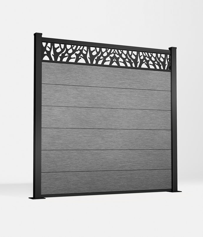 Henley Driftwood composite fence panel with decorative ornament - Tall (set)