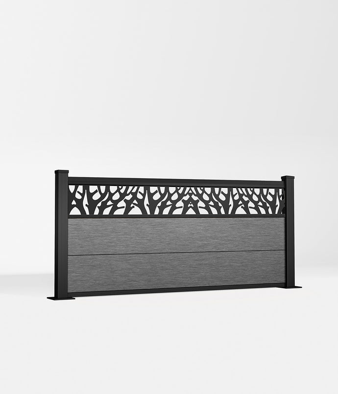 Henley Driftwood composite fence panel with decorative ornament - Low (set)
