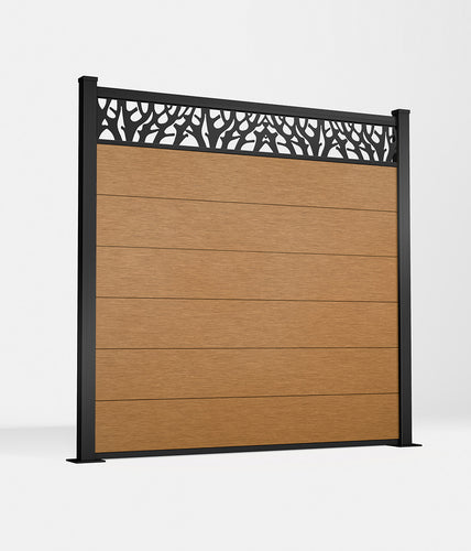 Tall Set Henley Oak Composite Fence Panel
