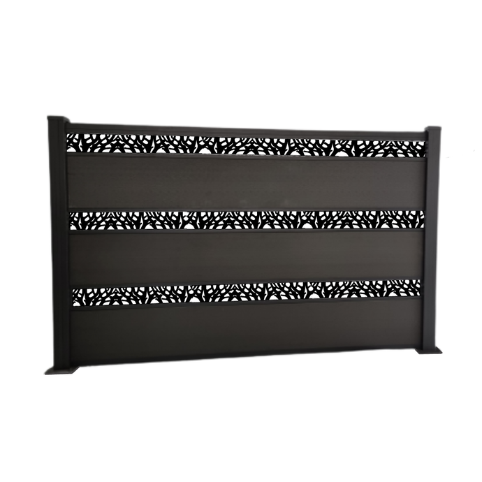 Henley Charcoal fence panel with 3 decorative ornaments - Medium (set)