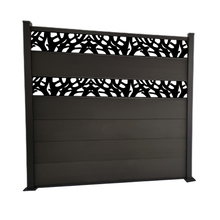 Load image into Gallery viewer, Henley Charcoal fence panel with 2 decorative ornaments - Tall (set)
